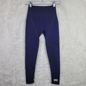 The Giving Movement Womens S‎ Navy Blue Seamless Ribbed 23" Leggings Sustainable